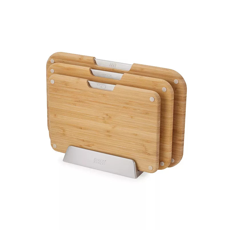 Bamboo Cutting Board Set with Stand (3-Piece)