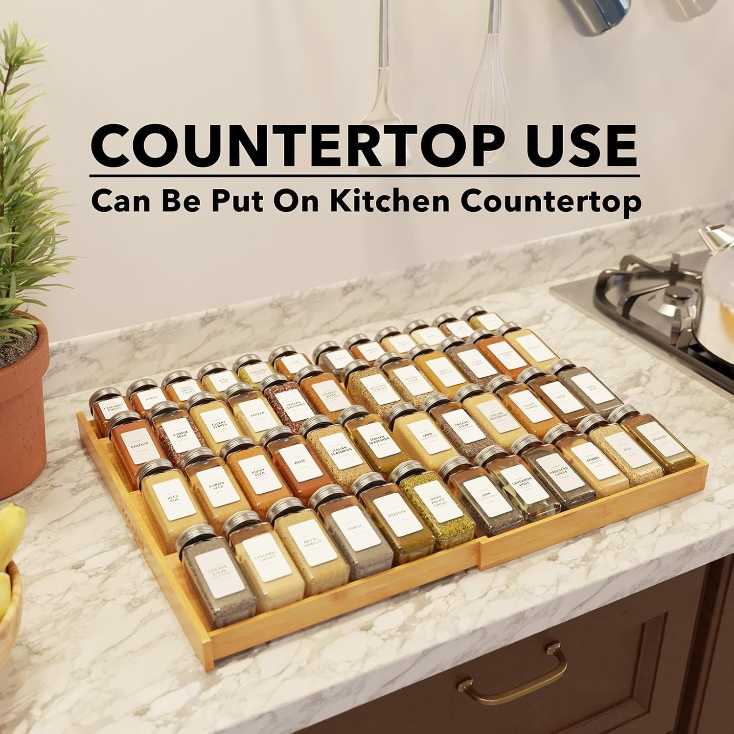 Expandable Bamboo Cabinet Spice Rack