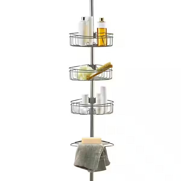 Tension-Pole Shower Caddy, 4-Shelf