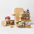 Glass Meal-Prep Containers with Bamboo Lids (Set of 5)